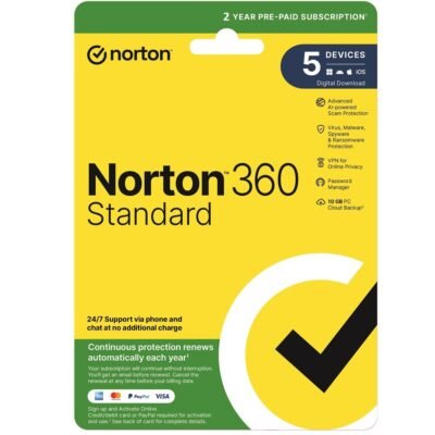 Norton 360 Standard 5 Devices 2 Year + VPN Email Key