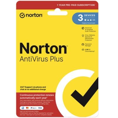 Norton Anti Virus Plus 3 Devices 1 Year Email Key